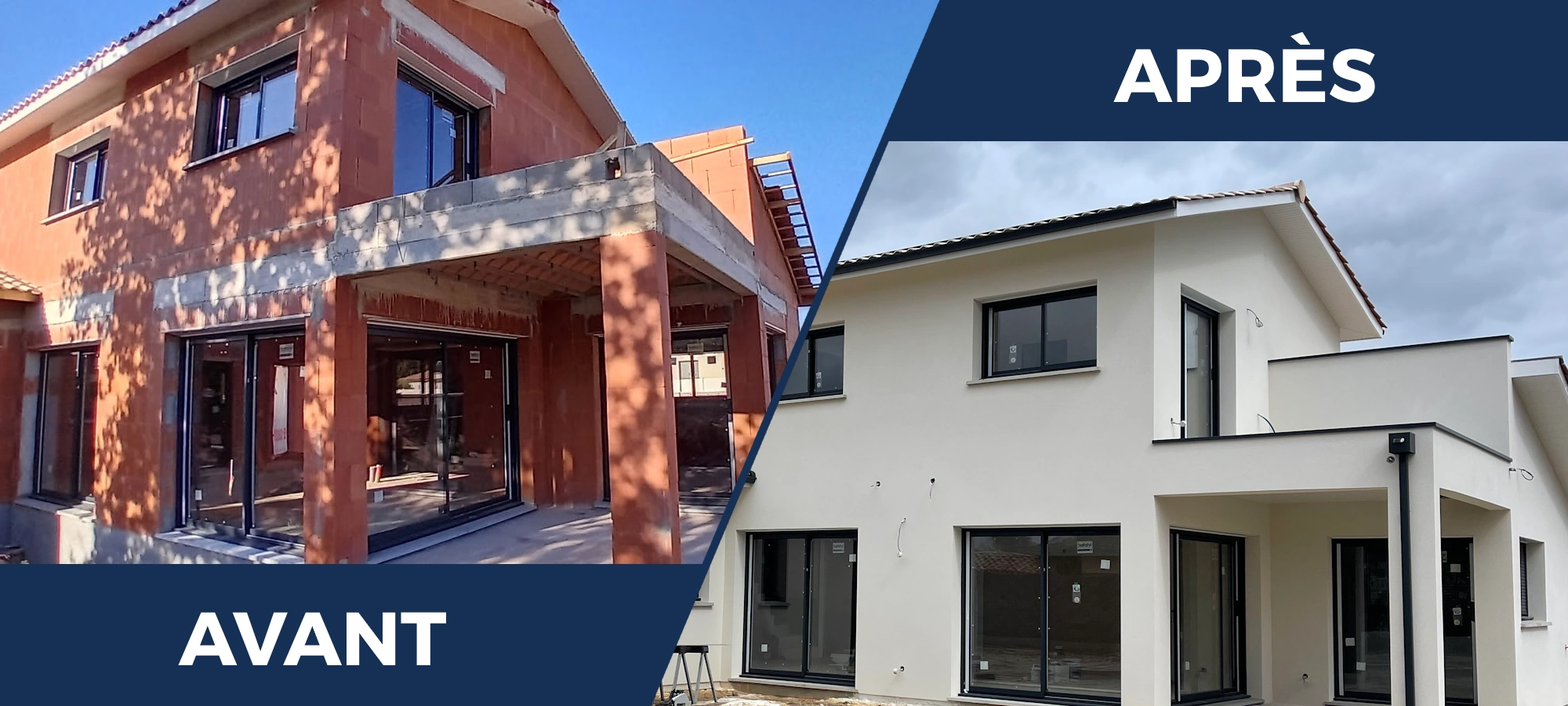 Construction d'une maison neuve - Photos avant / après.